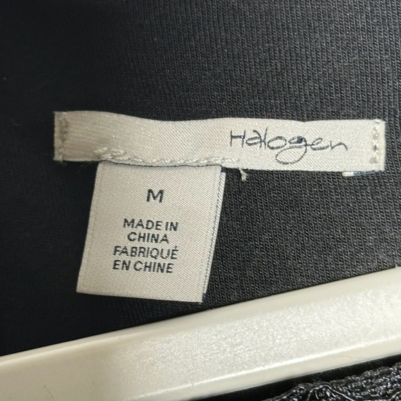 Halogen Striped Lace Blouse Top Navy Blue Black 3/4 Sleeve Women's Medium - Picture 3 of 7